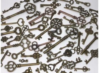 (1 Of 2) Fantastic Lot Of Antique Style Keys - OVER 60 PIECES ! - All Shapes And Sizes - From Actual To Mini