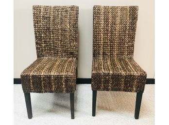 Pair Of Like New Accent Chairs With Basket Weave Design