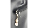 Sterling Silver 925 Pink & White Cultured Pearl Earrings