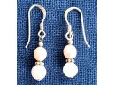 Sterling Silver 925 Pink & White Cultured Pearl Earrings