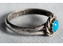 Small Size Turquoise Center Southwestern Design Ring