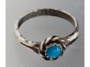 Small Size Turquoise Center Southwestern Design Ring