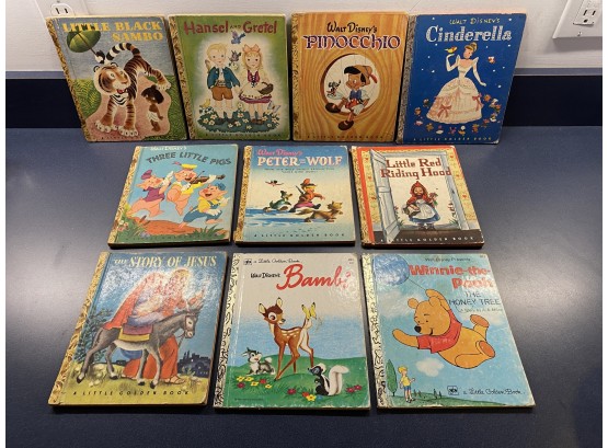 Collection Of 10 Vintage Little Golden Books. 4 First Editions. Little Black Sambo, Hansel And Gretel.
