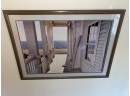 Framed Color Print Entitled 'Just The Two Of Us' By Daniel Pollera. Beach House Porch And Boat Oars.