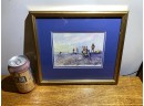 C.M. Beehler. 'The Sunday Times' Framed Watercolor. Beach Scene. Signed By Artist.