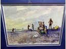 C.M. Beehler. 'The Sunday Times' Framed Watercolor. Beach Scene. Signed By Artist.