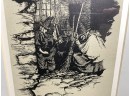 Arthur Rackham Print. 'And There Were Gossips Sitting There By One, By Two, By Three. Witches And Brooms.