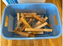 Lot Of Wooden Pants Hangers. (Basket Not Included).