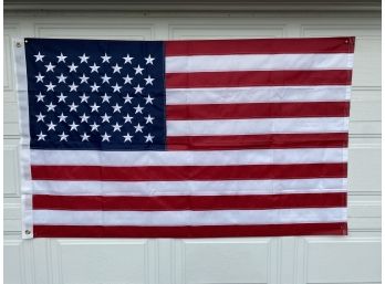American Flag With Sewn Stars. Triple Stitched. Measures 3' X 5'. Excellent.