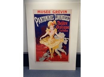 Pantomimes Lumineuses Theatre Optique Poster. Jules Cheret. Paris 1892. Color Reprint. Measures 12' X 16'.