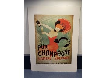 Pur Champagne. Damery - Epernay. Poster. French School. Color Reprint. Measures 12' X 16'.