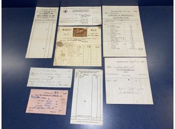 Antique 1924  Guilford, CT. Ephemera Local Business Receipts. A.E. Holmes, Dentist, The Knowles-Lombard Co. 2