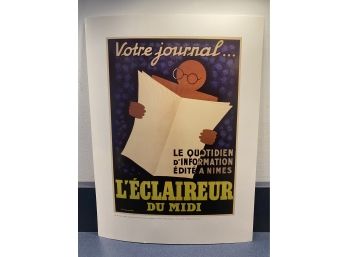 L 'Eclaireur Du Midi Newspaper Poster. J. M. Bompard. Color Reprint. Measures 12' X 16'.