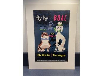 British Overseas Airways Poster. English School. C. 1962. Color Reprint. Measures 12' X 16'.