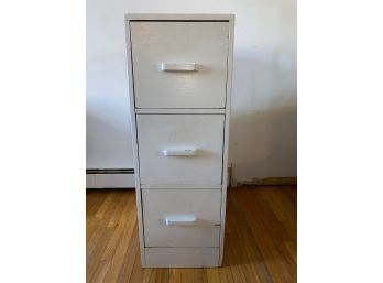 Antique Oak Three Drawer File Cabinet Painted White. Union Made In Hartford. Measures 15' X 28' X 42 1/4' Tall