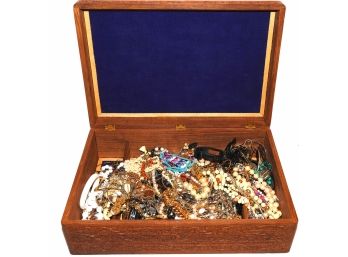 HUGE And HEAVY Wooden Inlaid Box Full Of Estate Found Jewelry