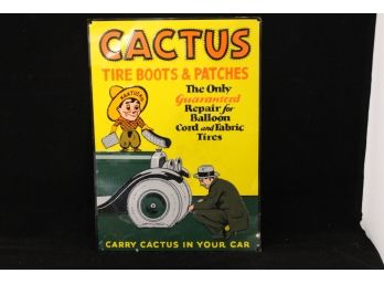 Embossed Metal Cactus Automobile Tire Patch Advertising Sign - Great Western Graphics