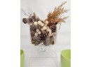 Home Decorative Grouping - Dried Flowers, Footed Trifle Bowl, Flower Vases & Pots