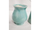 Assortment Of Four Pottery Vases / Pots - White & Turquoise