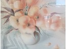 Vintage Retro Look Floral Peach & Green Framed Wall Art
