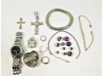 Silvertone Costume Jewelry & Watch Lot