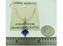 Blue Crystal Swarovski Pendant With Ashley Andrew Sterling Silver Necklace 16'