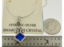 Blue Crystal Swarovski Pendant With Ashley Andrew Sterling Silver Necklace 16'