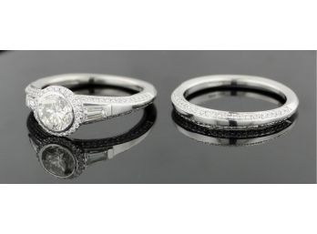 PLATINUM Diamond Engagement Ring Set 1.34 TCW  **CERTIFIED**