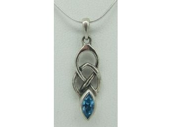Blue Swarovski Crystal Pendant And Ashley Andrew Sterling Silver Necklace 16'