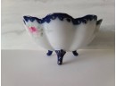 Antique  Handpainted Footed Berry Bowl & Plate, English Porcelain