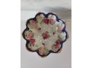 Antique  Handpainted Footed Berry Bowl & Plate, English Porcelain