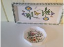 Porcelain Platter From Germany, Porcelain English Botanic Platter, And Small English Dish By Aynsley