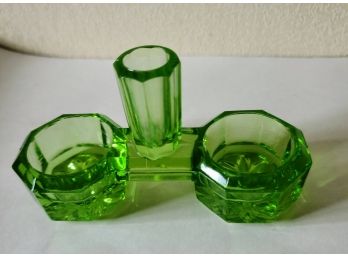 Vintage Green Depression Glass Salt Holder?