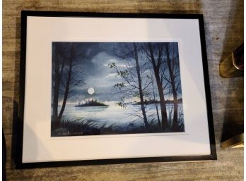 New England Artist Walter Cudnohufsky Watercolor 'The Moon'