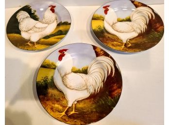 Trio Of David Carter Brown Rooster Plates