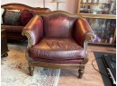 A Gorgeous Rolled Arm Leather Armchair With Nailhead Trim By Thomasville Furniture