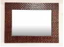 A Large Woven Leather Framed Mirror