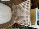 A Plantation Style Rattan And Glass Dining Table And Set Of 4 Chairs (Snakeskin Cushions!) From Bloomingdales