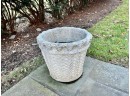 Large Cement Planter With Basket Weave & Rope Design (RIGHT SIDE OF GATE)