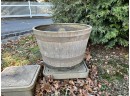 Simulated Wood Whiskey Barrel Form Planter