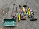 Group Of Car Windshield Scrapers, Brushes, Snow Shovel