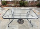 Rectangular Patio Table W/glass Top: Includes Cast Iron Umbrella Stand.