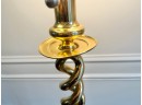Brass Floor Lamp With Open BarleyTwist And Lined Shade