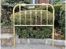 Vintage Brass Headboard & Footboard For Full Size With Porcelain Spheres