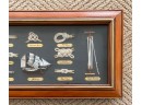 Beautiful Framed Vintage Shadow Box Of Labeled Boat Knots And A Sailing Ship