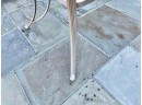 Oval Patinated Aluminum Outdoor Table With Glass Top