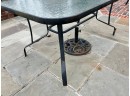 Rectangular Patio Table W/glass Top: Includes Cast Iron Umbrella Stand.