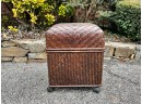 Decorative Rattan Dome Top Storage Box With Casters