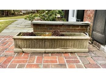 Large Cement Rectangular Planter With Fluted Design And Exposed Pebbles