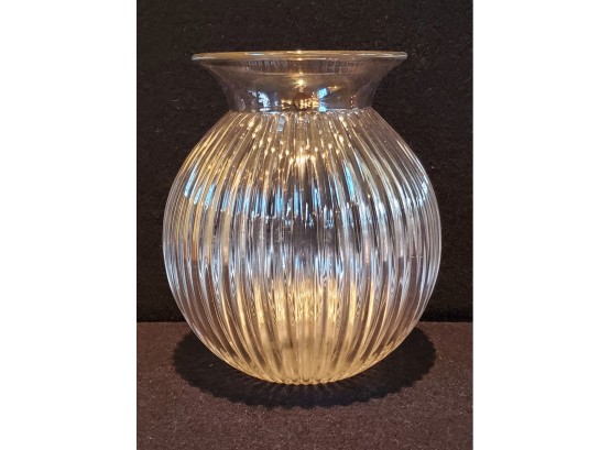 Vintage Clear Ribbed Glass Flower Vase